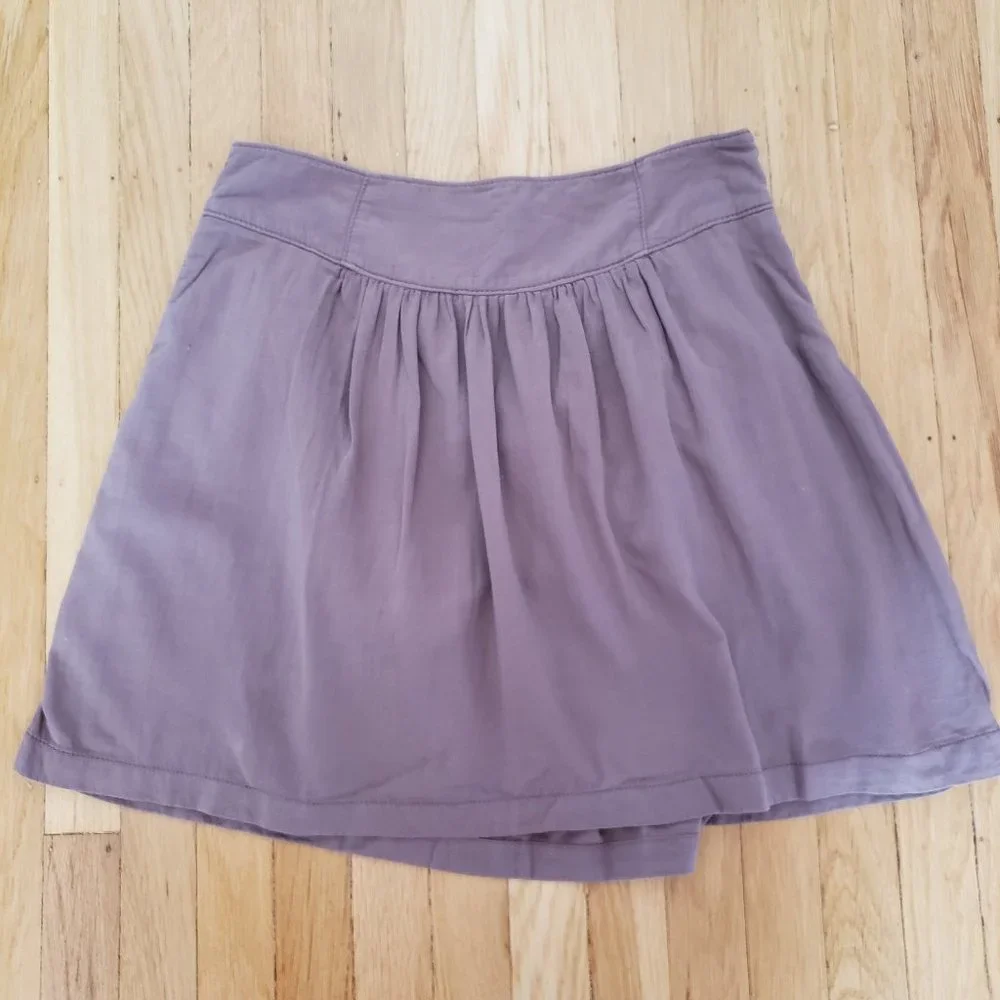 Ann Taylor Loft Muted Mauve Flared Skirt Size 6 Purple Side Zip Lined Cotton